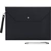 Wonderpool Cartelle Portadocumenti A4 in Pelle Sintetica Alta Capacità Buste Custodia per Portfolio di documenti e Cancelleria Organizer e Custodia Multifunzione per Tablet PC (Nero)