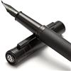 erofa Hongdian Penna stilografica con pennino ricurvo, penna calligrafica, design classico, set regalo con converter e custodia in metallo, colore: nero