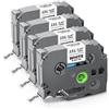 UniPlus Compatibile per Brother TZe-231 TZ-231 12mm x 8m Nero su Bianco Nastro Cassette Etichette per Brother PT-1000 PT-1010 PT-H100R PT-H107B PT-H105 PT-H100LB PT-E100 PT-1830VP, 4 Pezzi
