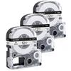Invoker Nastro Etichette Invoker Compatibile In sostituzione di SS12KW LC-4WBN LC-4WBN9 Adesive Cartucce 12mmx8m, con LabelWorks LW-300 400 500 600P 700 1000P OK200 300 500P,Nero su Bianco,confezione da 3