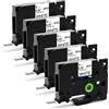 Aken Nastro per Etichette Aken Compatibile con Brother TZe-221 TZe221 Ptouch 9mm, Nero su Bianco Ricarica Nastro per Brother PT-1000 1280 1080 H105 D400 Cube D210, 5 pezzi
