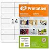 Printation Etichette Adesive 99,1 x 38,1 mm, 14 Etichette per Foglio, 25 Fogli A4 per Stampante, Bianco Adesivo Permanente, Etichette Postali Vuote, Compatibili con Stampanti Laser e Inkjet L7163 4678