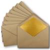 NEUSER PAPIER 25 buste DIN C5 da 15,7 x 22,5 cm, in carta kraft marrone sabbia con fodera in seta dorata, adesivo umettabile, buste vuote in carta riciclata, serie UmWelt