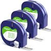 Aken Nastro per Etichette Aken Compatibile con Dymo Letratag Etichette di Carta 12mm x 4m, 91200 A91220 White Paper Cartucce Compatibile con Dymo Letratag 200B LT-100H LT-100T LT-110T XR, Nero su Bianco