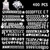 CKANDAY - Set di 400 caratteri, per bacheche in feltro, intercambiabili, altezza 1,9 cm, numeri, simboli e lettere inclusi, con sacchetto regalo, colore: bianco