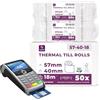 LYNNE PAYMENT SOLUTIONS LYNNE - Rotoli POS 57x40x12 di carta termica per ricevute Bancomat - Rotolini compatibili con dispositivi POS - Rotolo 57mm x 18m x 12mm - [50x]