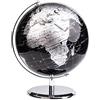 Exerz 20cm Mappamondo - Mappa Inglese - Con Base In Metallo Globo Della Scuola Decorazione/Educazione/Geografica/Moderna - Diametro 20cm Nero Metallizzato