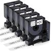 Aken 5x Nastro 45013 Compatibile con Dymo D1 Etichette 12mm x 7m Nero su Bianco A45013 S0720530 per LabelManager 160 210D 360D 280 420P, Compatibile con Dymo Labelmanager 160 Etichette