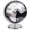 Exerz 30 cm metallico nero mappamondo base in metallo per Décor e | Inglese mappa politica con argento finitura per geografia apprendimento casa ufficio Classroom e Gift esposizione