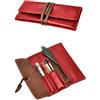 ZLYC Astuccio in Pelle Vintage Sacchetto Matita con Cerniera Roll Up