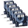 MarkField 5x Nastro per Etichette Compatibile per Dymo D1 Transparent Etichette | 12mm x 7m Cassette 45010 S0720500, Compatibile per Dymo LabelManager 160 210D 360D Labelpoint 250 150, Nero su Transparent