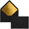 NEUSER PAPIER Buste in nero - 10 pezzi - buste DIN C6-114 x 162 mm - 11,4 x 16,2 cm - incollaggio a umido - superficie opaca e fodera oro-metallica - senza finestra - per inviti