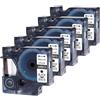 Wonfoucs 45013 Compatibile con nastro Dymo etichette D1 12 mm x 7 m A45013 S0720530, Compatibile con Dymo LabelManager 160 210D 260P 280 300 350 400 420P, nero su bianco, 5 pezzi