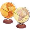 Exerz 20cm Mappamondo Antico illuminato - Mappa inglese - Globo antico Supporto in Legno/Arco in Metallo - Lampada a LED 2 in 1 illuminata - Mappa Morden Con Colore Antico