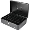 HMF Cassetta di sicurezza per soldi con serratura, cassetta portavalori inserto portamonete, 6 divisori per una suddivisione personalizzata degli scomparti, 36 x 25 x 11 cm, nero