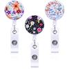 Chstarina Piccolo Motivo Floreale Porta Badge e Bobina Retrattile con Portachiavi,Retrattile Porta Badge Rigido Orizzontale Block Shaft Portachiavi Portabadge Collo Portachiavi Estensibile