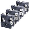 MarkField 4x Nastro 12mm Compatibile per Dymo 18444 S0718600 Industriale Nastro Etichette Autoadesive in vinile, Compatibile per Dymo Rhino 4200 5000 5200 6000, Nero su Bianco 12mm x 5,5m