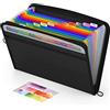 ABC life Cartella Portadocumenti A4 con Chiusura a Cerniera, 13 Tasche Porta Documenti, Fisarmonica Porta Documenti Espandibile con Etichette,Cartella Impermeabile Colorata (Nero)