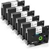 Fimax Tech Fimax TZe-231 12mm Nastro per Etichette Compatibile con Brother P-touch Tze Tz231 laminated white Tape Cassetta 12mm per PT-H107 H105 H200 E110 H100R D210 1000 1010 1280 H110,6Pz Nastro Etichettatrice
