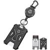 MNGARISTA Porta Badge Retrattile, Bobina per Badge con Moschettone Resistente, Portachiavi Tattico per Carte ID con Bobina Retrattile da 80 cm, Nero