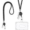 Vicloon Collana con Cordino in Cristallo con PortaBadge, Retrattile e Portachiavi, Carte ID Cinturino a Cordino Strass Bling Portabadge Trasparenti e Cinghia da Collo per Badge