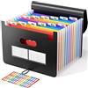 ABC life Cartella Portadocumenti A4 con Coperchio - ABClife porta Documenti Espandibile, Multicolore, Portatile, Fisarmonica, in Plastica, FSC, Perfetta per Casa Scuola e Società (12 Tasche con Coperchio)