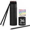Surcotto matite colorate, 36 matite colorate per adulti, bambini, pastelli in lattina per principianti, matite colorate - a base d'olio, colori vivaci, legno nero, pre-affilate