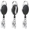 Vicloon Clip a Bobina, 3Pcs Retrattile Bobina Badge con Portachiavi a Moschettone, Portachiavi Retrattile per Carta d'identità Porta Badge con 68cm