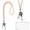 Vicloon Collana con Cordino in Cristallo con PortaBadge, Retrattile e Portachiavi, Carte ID Cinturino a Cordino Strass Bling Portabadge Trasparenti e Cinghia da Collo per Badge