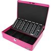 HMF 10015-15 Cassetta Portavalori con serratura, Cassetta porta soldi con Vassoio Porta Monete e Banconote | 30 x 24 x 9 cm | Rosa