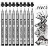 ARIEL-GXR Fineliner, GXR Fineliner Penne Nero Pigment Liner Micro Penne da Disegno, Pennarelli Punta Fine per Schizzi Disegno Comic Manga Scrapbooking Calligrafici (9 Pezzi)