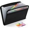 ABC life Cartella Portadocumenti A4, 13 Tasche Porta Documenti, Fisarmonica Porta Documenti Espandibile con Chiusura a Cerniera, Etichette, Raccoglitore Documenti Impermeabile (Nero)