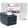 LYNNE PAYMENT SOLUTIONS LYNNE - Rotoli Cassa 80x80 Termica Fiscale - Rotolini carta termica 80x80x12 - Rotolo per stampante registratore di cassa fiscale 80mm x 80m x 12mm - [20x]