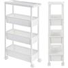 [en.casa] Carrello Portaoggetti Salvaspazio a 3 Ripiani con Ceste e Piano di Appoggio Scaffale Stretto con Ruote 100 x 22 x 48 cm per Cucina Bagno Lavanderia - Bianco