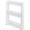 [en.casa] Carrello Portaoggetti Salvaspazio a 3 Ripiani con Bordo Anticaduta Scaffale Stretto con Ruote 72 x 12 x 54,5 cm per Cucina Bagno Lavanderia - Bianco