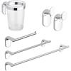 METAFORM Set accessori bagno kit completo Zero Cromo 5 pezzi in Acciaio Cromato e ABS