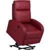 Totò Piccinni Poltrona Relax Reclinabile con Poggiapiedi Imbottita Confortevole (Alzapersona con Massaggio, Ecopelle Bordeaux)