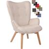 CLP Poltrona Soggiorno con Orecchie Durham in Stoffa E Legno di Faggio I Sedia Lounge Salotto Design Ispirazione Chesterfield, Colore:Crema