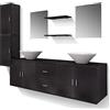 vidaXL Set 9pz Mobili da Bagno armadietti Ripiani Specchio lavabo lavandino Nero