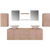 vidaXL Set 9 Mobili da Bagno armadietti Specchio lavabo lavandino Elegante Beige