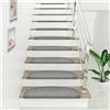 [en.casa] Set da 15 Tappeti Coprigradini per Scale Interne 65 x 24 x 7 cm Antiscivolo con Retro Adesivo - Mezzaluna - Grigio Chiaro