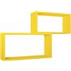 MODULARREDO | BIS RETTANGOLO BISLUNGO Set di 2 Mensole da Muro, Pensile Bagno, Mensola da Parete, Scaffale da Parete, Giallo Canarino, 70x35 p20 cm e 60x30 p20 cm - Made in Italy