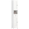 SoBuy Mobile Colonna Bagno Salvaspazio Bianco Armadio Alto con 2 Ante, 1 Cassetto e Ripiano Aperto Mobiletto Bagno per Lavanderia, WC o Cucina Bianco 32x170x30cm FRG236-W