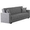 Eurobrico Divano Letto MALI con cassettone e sistema Clic Clac in tessuto Keten colore Grigio (3 POSTI - L212 x H83 x P74.)