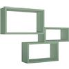 MODULARREDO | TRITTICO Set di 3 Mensole da Muro, Libreria Sospesa, Libreria Parete, Verde Acqua Marina, 45x27 p15.5 cm, 40x22 p15.5 cm e 35x17 p15.5 cm, Kit Tasselli Incluso - Made in Italy