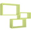 MODULARREDO | Set di 3 Mensole da Muro, Libreria Sospesa, Scaffale Parete, Verde, 45x27x15.5 cm, 40x22x15.5 cm e 35x17x15.5 cm, Kit Tasselli Incluso - Made in Italy