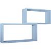 MODULARREDO | BIS RETTANGOLO BISLUNGO Set di 2 Mensole da Muro, Pensile Bagno, Mensola da Parete, Scaffale da Parete, Blu Baltico, 70x35 p20 cm e 60x30 p20 cm - Made in Italy