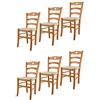 t m c s Tommychairs - Set 6 sedie modello Cuore per cucina bar e sala da pranzo, robusta struttura in Legno di faggio color miele e seduta rivestita in pelle artificiale colore avorio