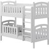 WFL GROUP Letto a Castello per Bambini Bianco Letto Singolo 90x190 90x200 80x160 cm Letto a Castello Per Bambini in Robusto Legno di Pino - 180x80