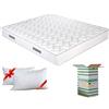 EVERGREENWEB MATERASSI & BEDS EVERGREENWEB Mattress 140x195 in WATERFOAM Height 20 cm Polyurethane Foam, Ergonomic + 2 Memory Foam Flakes Cushions, White Cover, Massage Effect, For All Slatted Bed Frames, Orthopaedic | FASHION